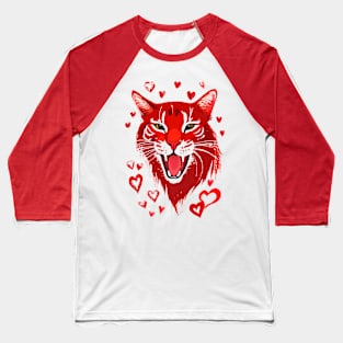 Hearts Cat Baseball T-Shirt